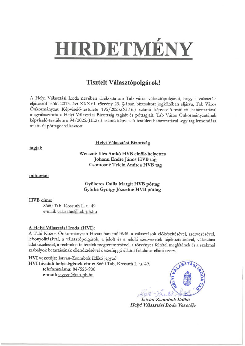 Hirdetmény